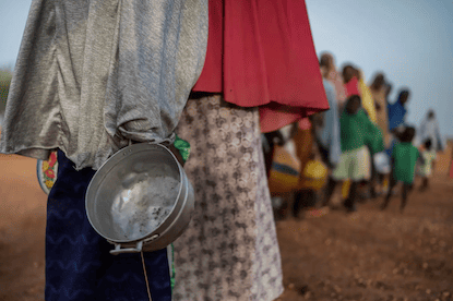 European food shortage with empty shelves